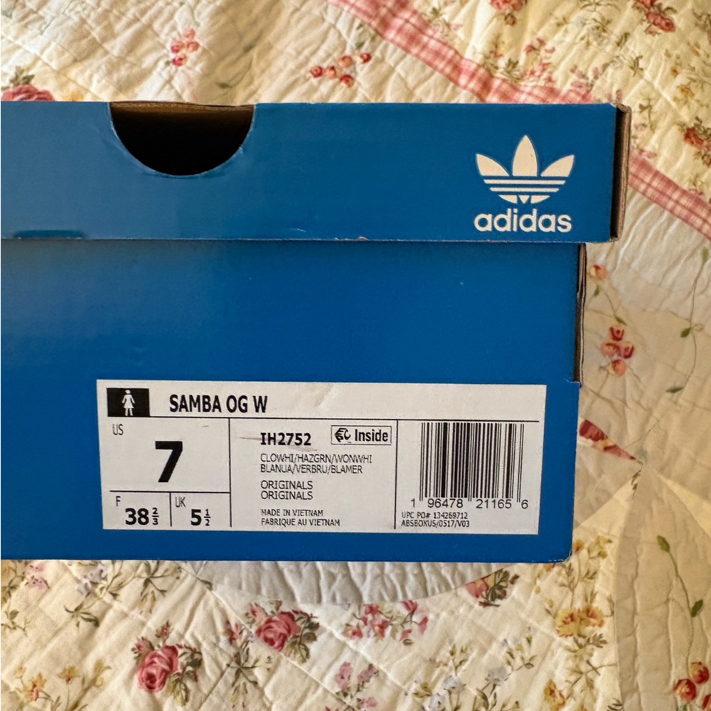 Adidas Samba White and Teal Sneakers - Picture 5 of 5